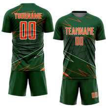 Load image into Gallery viewer, Custom Green Orange-White Lines Sports Sublimation Soccer Uniform Jersey
