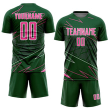 Charger l&#39;image dans la galerie, Custom Green Pink-White Lines Sports Sublimation Soccer Uniform Jersey
