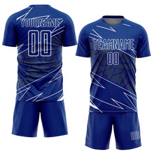 Load image into Gallery viewer, Custom Royal White Lines Sports Sublimation Soccer Uniform Jersey
