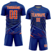 Laden Sie das Bild in den Galerie-Viewer, Custom Royal Orange-White Lines Sports Sublimation Soccer Uniform Jersey
