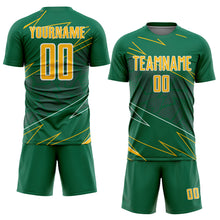 Load image into Gallery viewer, Custom Kelly Green Gold-White Lines Sports Sublimation Soccer Uniform Jersey
