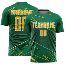 Load image into Gallery viewer, Custom Kelly Green Gold-White Lines Sports Sublimation Soccer Uniform Jersey
