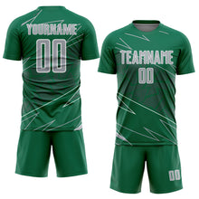 Laden Sie das Bild in den Galerie-Viewer, Custom Kelly Green Gray-White Lines Sports Sublimation Soccer Uniform Jersey
