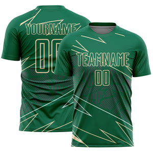 Custom Kelly Green Cream Lines Sports Sublimation Soccer Uniform Jersey
