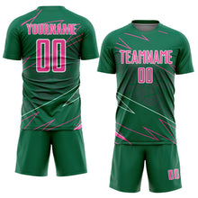 Load image into Gallery viewer, Custom Kelly Green Pink-White Lines Sports Sublimation Soccer Uniform Jersey
