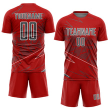 Load image into Gallery viewer, Custom Red Steel Gray-White Lines Sports Sublimation Soccer Uniform Jersey
