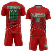 Charger l&#39;image dans la galerie, Custom Red Kelly Green-White Lines Sports Sublimation Soccer Uniform Jersey
