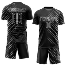 Laden Sie das Bild in den Galerie-Viewer, Custom Black White Lines Sports Sublimation Soccer Uniform Jersey
