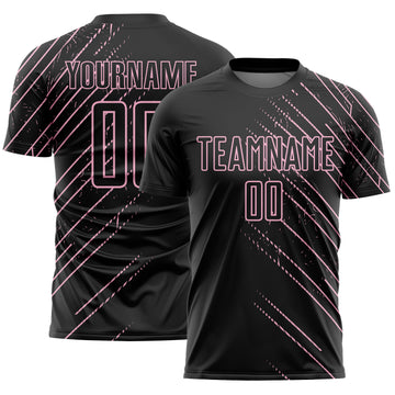 Custom Black Light Pink Lines Sports Sublimation Soccer Uniform Jersey