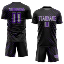 Charger l'image dans la galerie, Custom Black Purple-White Lines Sports Sublimation Soccer Uniform Jersey

