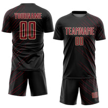Load image into Gallery viewer, Custom Black Crimson-Cream Lines Sports Sublimation Soccer Uniform Jersey
