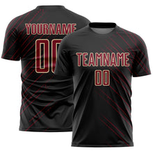 Load image into Gallery viewer, Custom Black Crimson-Cream Lines Sports Sublimation Soccer Uniform Jersey
