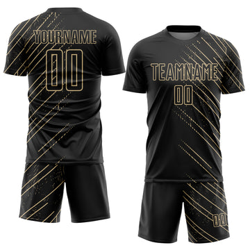 Custom Black Vegas Gold Lines Sports Sublimation Soccer Uniform Jersey