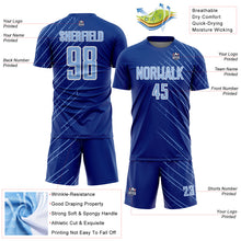 Charger l'image dans la galerie, Custom Royal Light Blue-White Lines Sports Sublimation Soccer Uniform Jersey
