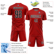 Laden Sie das Bild in den Galerie-Viewer, Custom Red Black-White Lines Sports Sublimation Soccer Uniform Jersey
