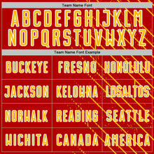 Laden Sie das Bild in den Galerie-Viewer, Custom Red Gold-White Lines Sports Sublimation Soccer Uniform Jersey
