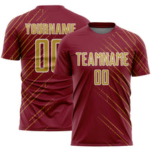 Load image into Gallery viewer, Custom Crimson Old Gold-White Lines Sports Sublimation Soccer Uniform Jersey

