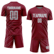 Load image into Gallery viewer, Custom Crimson Gray-White Lines Sports Sublimation Soccer Uniform Jersey

