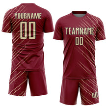 Загрузить изображение в средство просмотра галереи, Custom Crimson Cream-Black Lines Sports Sublimation Soccer Uniform Jersey
