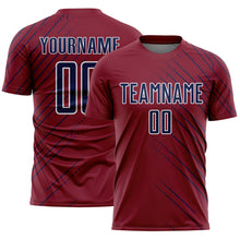 Load image into Gallery viewer, Custom Crimson Navy-Black Lines Sports Sublimation Soccer Uniform Jersey
