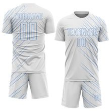 Load image into Gallery viewer, Custom White Light Blue Lines Sports Sublimation Soccer Uniform Jersey
