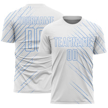 Load image into Gallery viewer, Custom White Light Blue Lines Sports Sublimation Soccer Uniform Jersey

