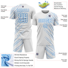 Загрузить изображение в средство просмотра галереи, Custom White Powder Blue Lines Sports Sublimation Soccer Uniform Jersey

