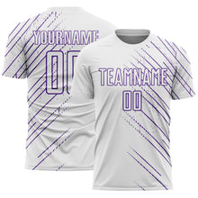 Загрузить изображение в средство просмотра галереи, Custom White Purple Lines Sports Sublimation Soccer Uniform Jersey

