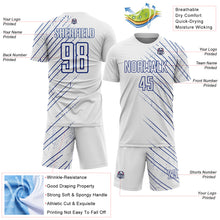 Load image into Gallery viewer, Custom White Royal Lines Sports Sublimation Soccer Uniform Jersey
