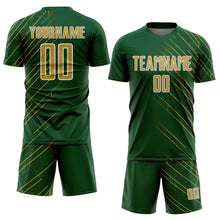 Load image into Gallery viewer, Custom Green Old Gold-White Lines Sports Sublimation Soccer Uniform Jersey
