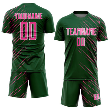 Custom Green Pink-White Lines Sports Sublimation Soccer Uniform Jersey