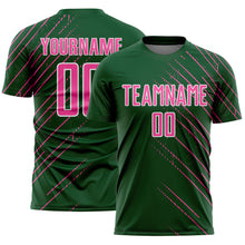 Load image into Gallery viewer, Custom Green Pink-White Lines Sports Sublimation Soccer Uniform Jersey
