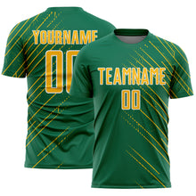 Load image into Gallery viewer, Custom Kelly Green Gold-White Lines Sports Sublimation Soccer Uniform Jersey
