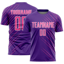 Laden Sie das Bild in den Galerie-Viewer, Custom Purple Pink-White Lines Sports Sublimation Soccer Uniform Jersey
