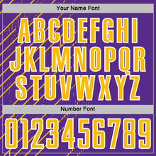 Laden Sie das Bild in den Galerie-Viewer, Custom Purple Gold-White Lines Sports Sublimation Soccer Uniform Jersey
