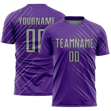 Custom Purple Gray-Black Lines Sports Sublimation Soccer Uniform Jersey