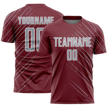 Загрузить изображение в средство просмотра галереи, Custom Burgundy Gray-White Lines Sports Sublimation Soccer Uniform Jersey
