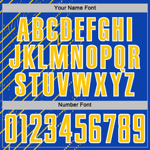 Load image into Gallery viewer, Custom Thunder Blue Yellow-White Lines Sports Sublimation Soccer Uniform Jersey
