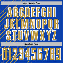 Load image into Gallery viewer, Custom Thunder Blue Old Gold-White Lines Sports Sublimation Soccer Uniform Jersey
