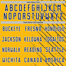 Laden Sie das Bild in den Galerie-Viewer, Custom Gold Navy-White Lines Sports Sublimation Soccer Uniform Jersey
