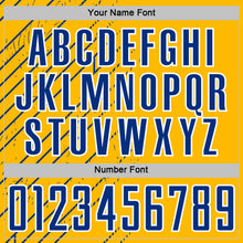 Laden Sie das Bild in den Galerie-Viewer, Custom Gold Royal-White Lines Sports Sublimation Soccer Uniform Jersey
