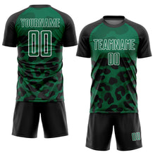 Charger l'image dans la galerie, Custom Black Kelly Green-White Animal Leopard Print Sports Sublimation Soccer Uniform Jersey

