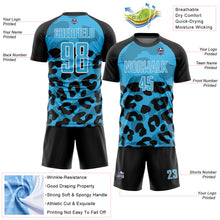 Load image into Gallery viewer, Custom Black Sky Blue-White Animal Leopard Print Sports Sublimation Soccer Uniform Jersey
