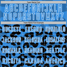 Load image into Gallery viewer, Custom Black Powder Blue-White Animal Leopard Print Sports Sublimation Soccer Uniform Jersey
