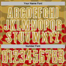 Laden Sie das Bild in den Galerie-Viewer, Custom Red Old Gold-White Animal Leopard Print Sports Sublimation Soccer Uniform Jersey
