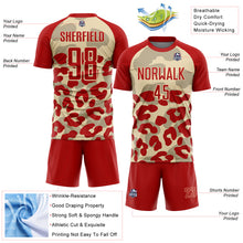 Laden Sie das Bild in den Galerie-Viewer, Custom Red Cream Animal Leopard Print Sports Sublimation Soccer Uniform Jersey
