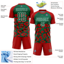 Laden Sie das Bild in den Galerie-Viewer, Custom Red Kelly Green-White Animal Leopard Print Sports Sublimation Soccer Uniform Jersey
