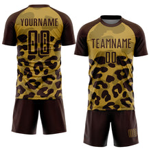 Charger l'image dans la galerie, Custom Brown Old Gold Animal Leopard Print Sports Sublimation Soccer Uniform Jersey
