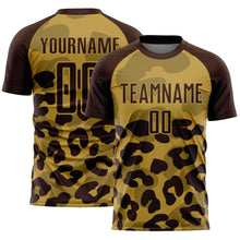 Charger l'image dans la galerie, Custom Brown Old Gold Animal Leopard Print Sports Sublimation Soccer Uniform Jersey
