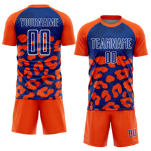 Загрузить изображение в средство просмотра галереи, Custom Orange Royal-White Animal Leopard Print Sports Sublimation Soccer Uniform Jersey

